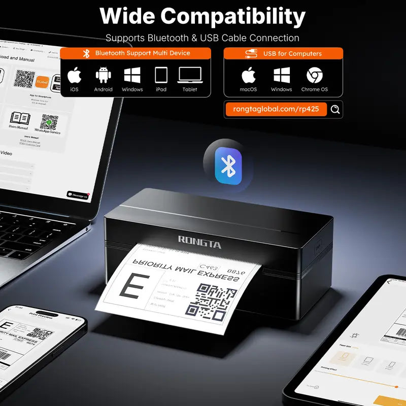 RONGTA Portable Handheld Thermal Label Maker - Bluetooth Enabled