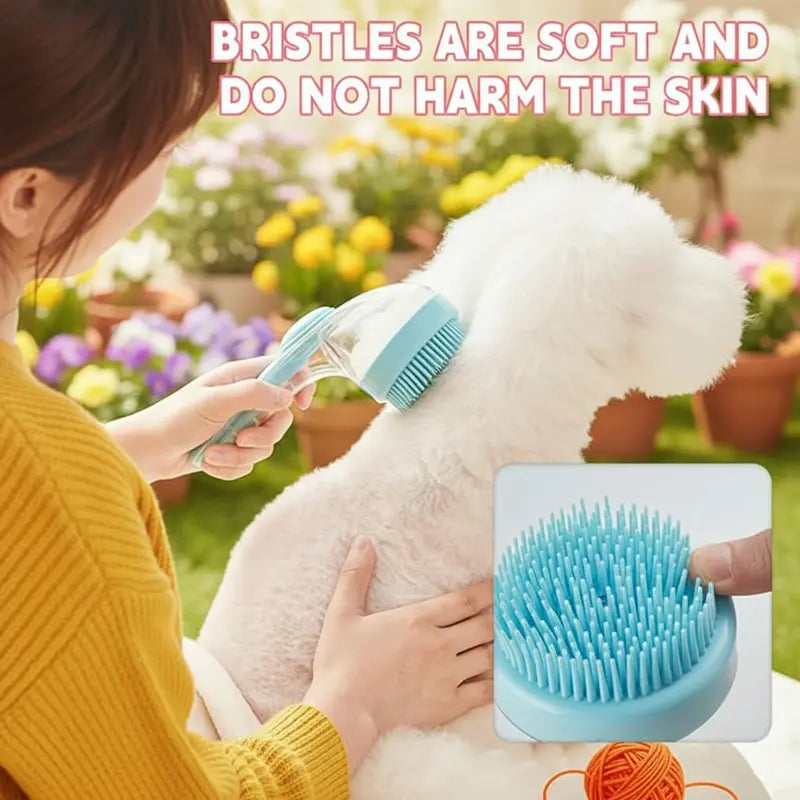2026 New 2-in-1 Pet Bath & Grooming Deshedding Animal Hair Brush with Built-in Soap Dispenser, 8in×3in×4in, Gentle Massage Tool for Dogs & Cats, Enhances Hair Care, Improves Bathing Experience, Boosts Blood Circulation, Animal Hair Brushes